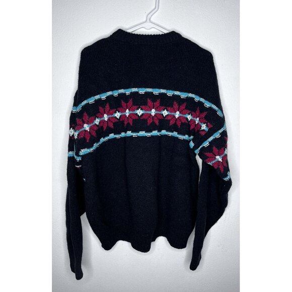 Vintage Eddie Bauer Wool Sweater Mens Size Large Snowflake Fair Isle - Picture 2 of 5